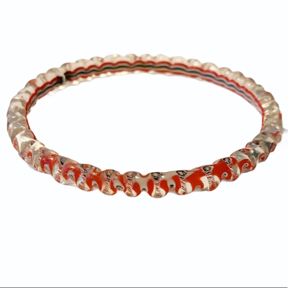 Vintage colorful red plastic bangle bracelet
